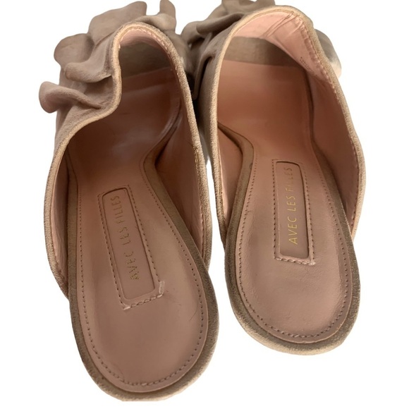 Avec Les  Filles Mallory Nude Peep Toe Ruffle Heel Mules Size 7.5 Shoes - Picture 15 of 15
